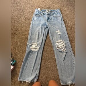 Levi's Light Blue Distressed Straight Leg Jeans